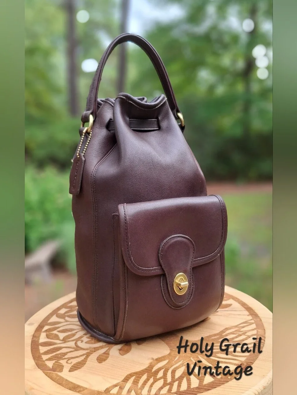 Vintage 1996 Coach Dark Brown Leather Classic Handle Backpack Rucksack #9992